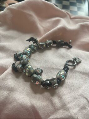 Otazu Swarovski Crystal Bead Leather Bracelet - Iridescent
